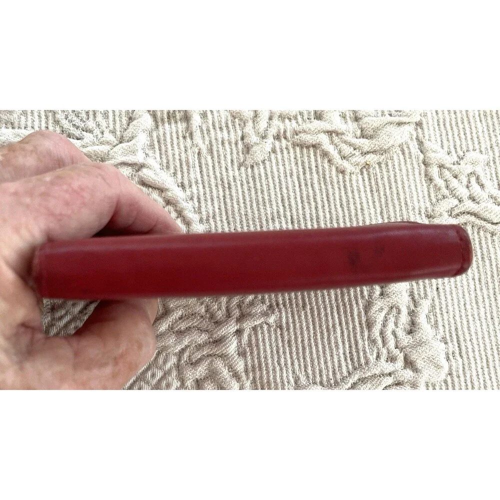 Buxton Red Genuine Leather Coin Credit Cd Wallet Snap Closure Zip Pocket Inside